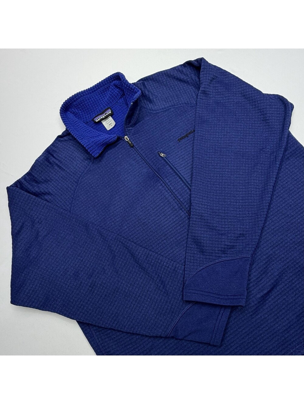Patagonia Regulator R1 Pullover Grid Fleece Polartec Large Mens Blue Zip